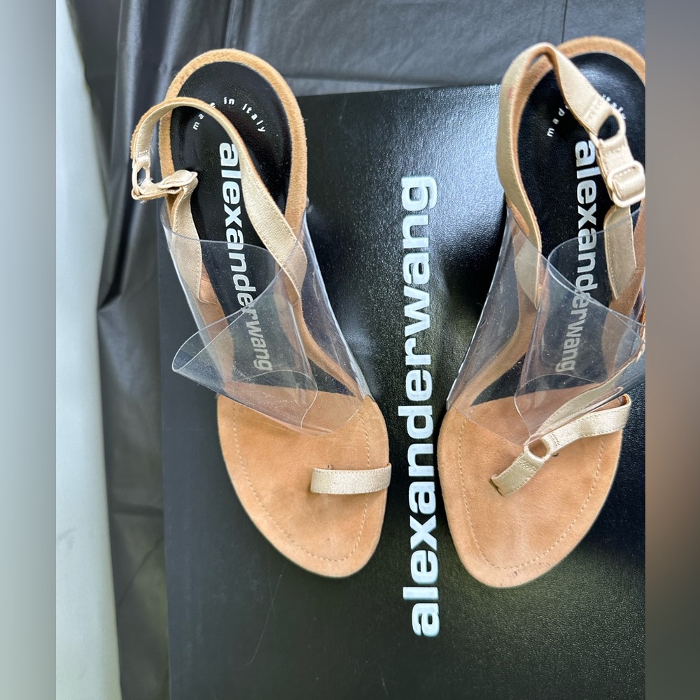 Alexander Wang Kaia heels PVC & Suede. Color camel/nude. Size 37.5 Comes W/ Box